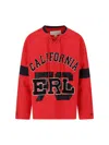 Erl Lace-up Graphic Sweatshirt In Red