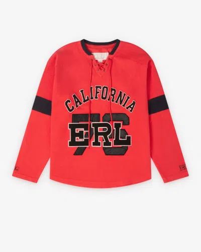 Erl Lace-up Hockey Sweatshirt In Red