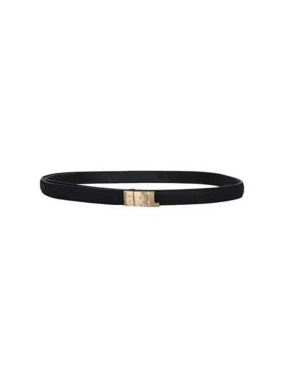 Erl Leather Logo Buckle Belt In Black