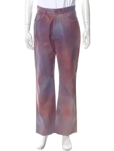 Pre-owned Erl Leather Pants In Purple