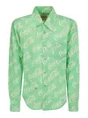 Erl Green Printed Shirt In Green