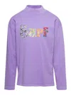Erl Solid Color Mock-neck Sweatshirt With Contrasting Patches In Purple