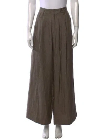 Pre-owned Erl Linen Wide Leg Pants In Brown