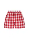 Erl Elastic Waistband Checkered Pattern Underwear In Red