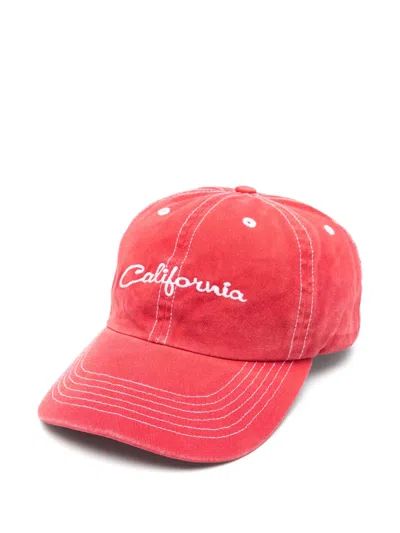 Erl Logo-embroidered Cap In Red