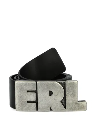 Erl Logo Leather Belt In Black