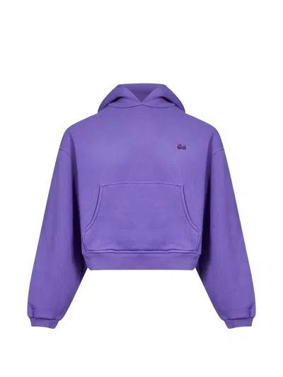 Erl Logo-embroidered Cropped Hoodie In Purple
