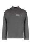 Erl Brushed Cotton Mock-neck Sweatshirt With Contrasting Print In Gray