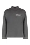 Erl Brushed Cotton Mock-neck Sweatshirt With Contrasting Print In Gray