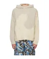 Erl 'swirl' Beige Hoodie With Hood And Brushed Finish In Wool And Silk Blend Man In Nude