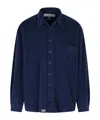 Erl Cotton Shirt With Chest Pocket And Long Sleeves In Blue