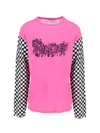 Erl Oversized Printed Flocked Cotton-jersey T-shirt In Pink