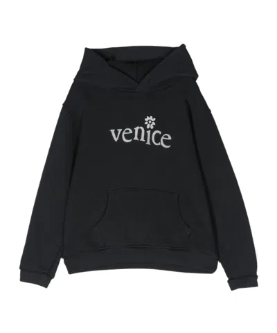 Erl Long-sleeved Hooded Hoodie In Black