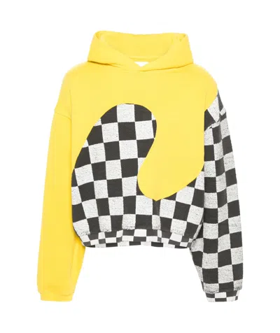 ERL ERL CHECKERED SWIRL LONG SLEEVED HOODIE
