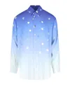 Erl Collared Shirt With Long Sleeves And Gradient Star Pattern In Blue