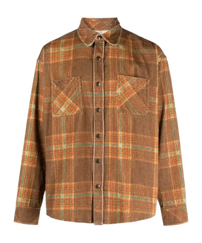 Erl Long-sleeved Shirt In Brown