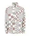 Erl Multicolor Jacket With Asymmetric Check Motif In Cotton Denim Man In White