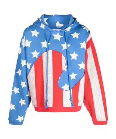 ERL ERL SWIRL FLAG-PRINTED CRACKED EFFECT HOODIE