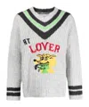 Erl Embroidered V-neck Jumper In White