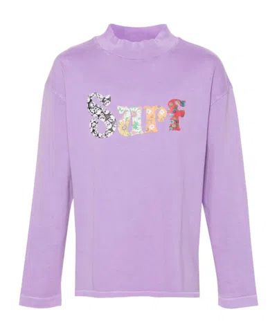ERL ERL MOTIF EMBROIDERED MOCK NECK T-SHIRT