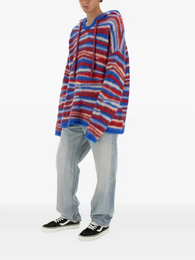 Erl Long-sleeve Hoodie In Blue