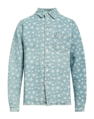Erl Man Denim Shirt Blue Size Xl Cotton