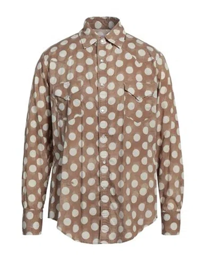 Erl Man Shirt Khaki Size L Cotton In Beige