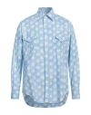 Erl Man Shirt Light Blue Size L Cotton In Blue