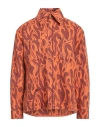 Erl Man Shirt Orange Size L Cotton In Orange
