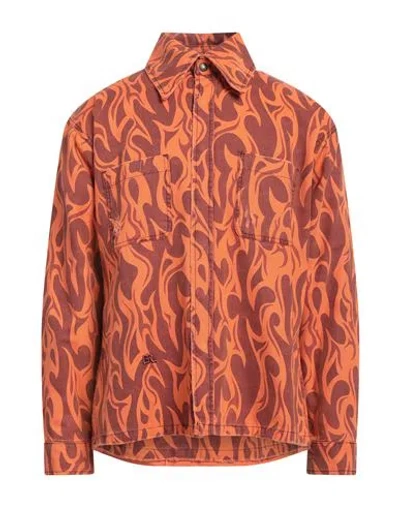 Erl Man Shirt Orange Size L Cotton