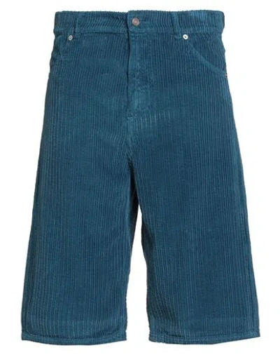 Erl Man Shorts & Bermuda Shorts Deep Teal Size L Cotton In Blue