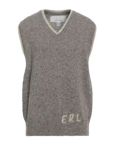 Erl Man Sweater Taupe Size Xl Wool, Polyamide, Viscose, Mohair Wool In Gray