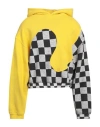 Erl Yellow Check Pattern Panelled Hoodie In Cotton Unisex In Yellow