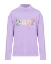Erl Solid Color Mock-neck Sweatshirt With Contrasting Patches In Purple