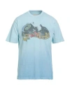 Erl Man T-shirt Sky Blue Size Xl Cotton, Linen In Blue