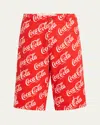 Erl X Cocacola Belt-loop Denim Shorts In Coca Cola