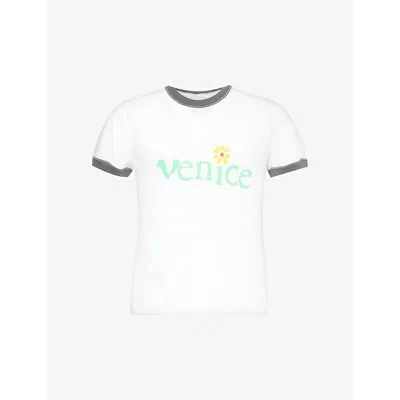 Erl Mens Checker Venice Cotton-jersey T-shirt