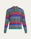 Erl Unisex Striped Long Sleeve Polo Knit In Multi