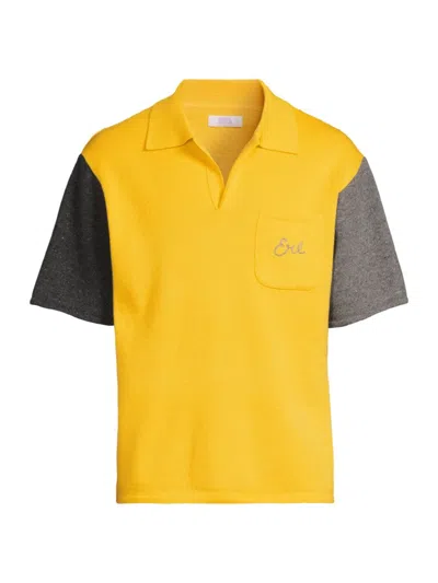 Erl Men's Colourblocked Wool-blend Polo Shirt In Yellow