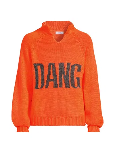 Erl Men's Dangerous Intarsia Cotton-blend Sweater In Neon Orange