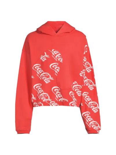 Erl Men's  X Coca-cola Swirl Cotton Hoodie In Red