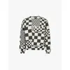 Erl Checked Crew-neck Sweatshirt With Rib Hem In White