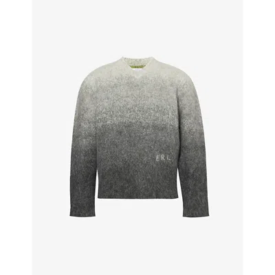 Erl Mens Grey Gradient-pattern Wool-blend Knitted Jumper