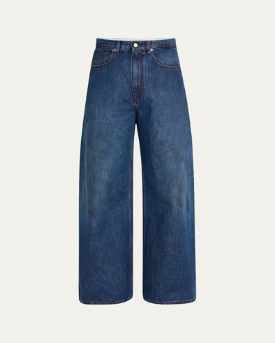 Erl Men's Indiana Baggy Jeans In Dirty Blue