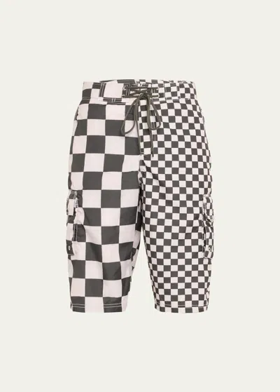Erl Men's Paneled Checker Cargo Shorts