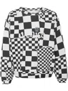 Erl Checked Crew-neck Sweatshirt With Rib Hem In White