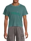Erl Cropped Graphic T-shirt Round Neck In Green