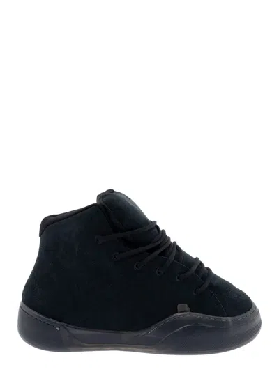 Erl Mid Vamp Black Sneakers With Logo Lettering On The Tongue In Suede Man