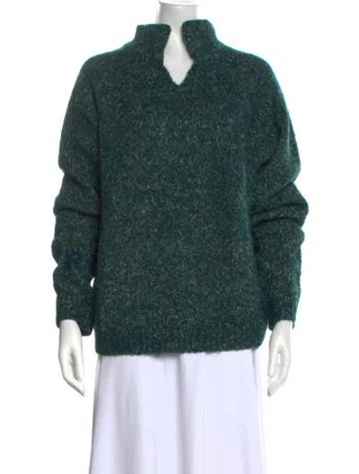 Pre-owned Erl Mock Neck Sweater In Green