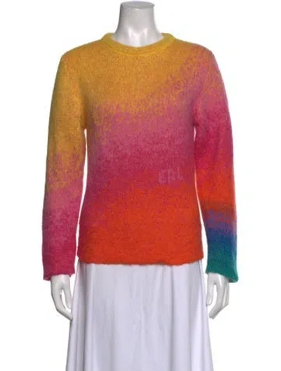 Pre-owned Erl Mohair Colorblock Pattern Sweater In Yellow
